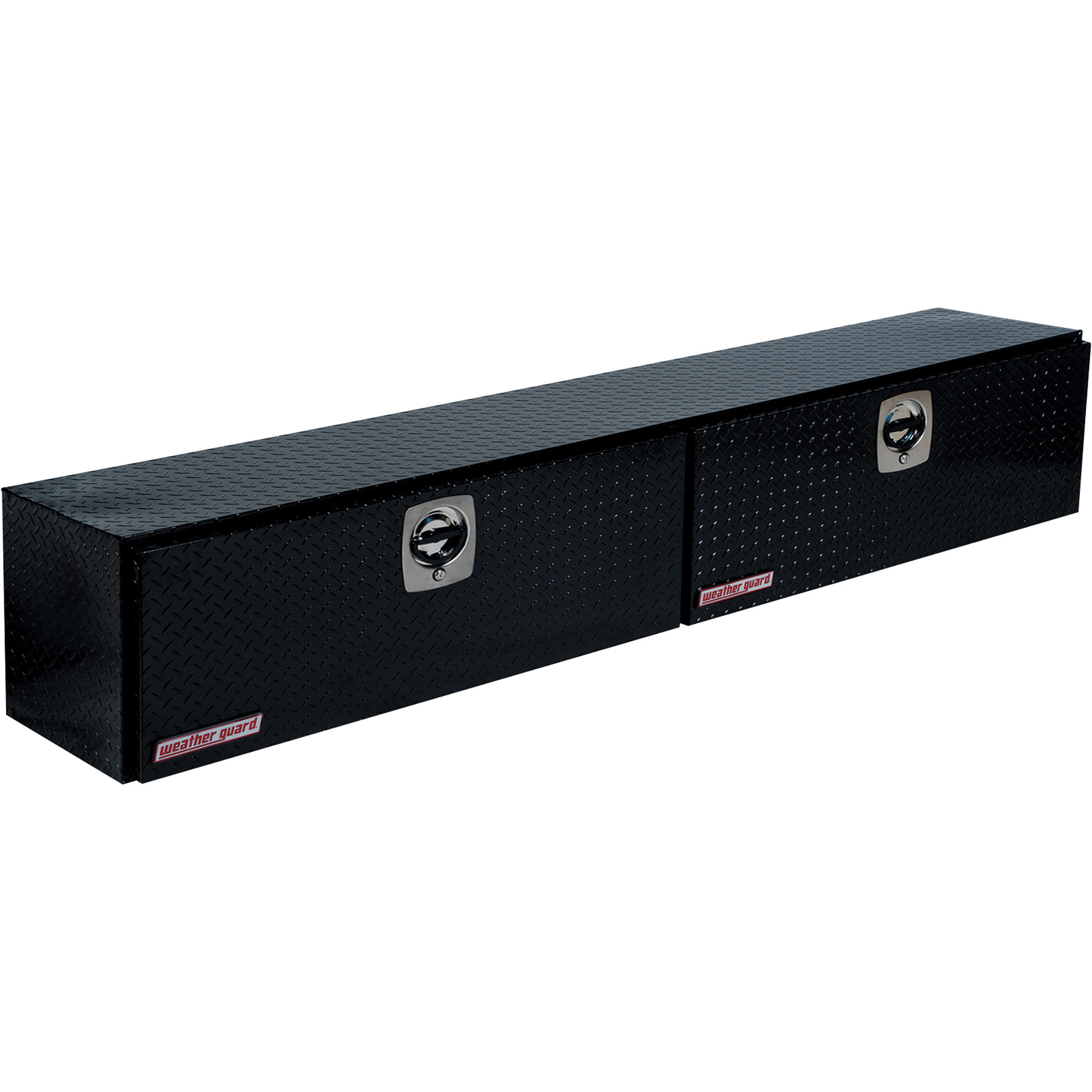 Weather Guard High-Side 2-Door Top-Mount Truck Tool Box, Aluminum, Gloss Black, 3-Point Latching, 96.25in. x 13.25in. x 16in., Model# 396-5-02